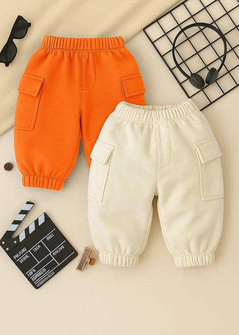 2-Pack Cargo Fleece Pajama (Orange & Off-White)